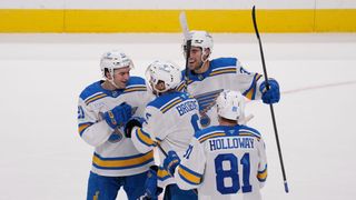 The Needle Is Moving. The Blues Have Ten Games to Thread It. (St Louis Blues). Photo by David Gonzales-Imagn Images
