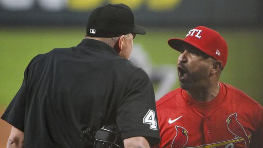 Cardinals manager Oliver Marmol could not hold his tongue about Ron Kulpa’s absurd strike zone Friday (St Louis Cardinals)