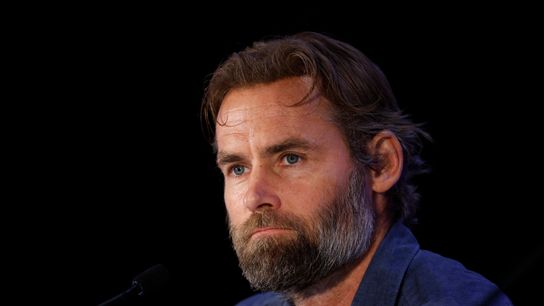 Jan 9, 2025; Miami Beach, Florida, USA; St. Louis City SC Olof Mellberg fields questions during the Major League Soccer Media Day at the Miami Beach Convention Center.